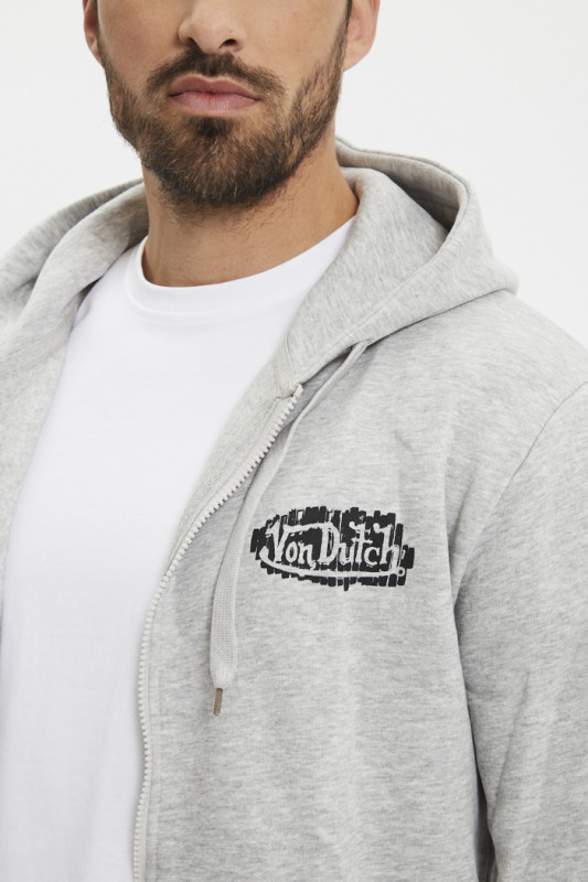 Sweat à capuche zippé gris von dutch