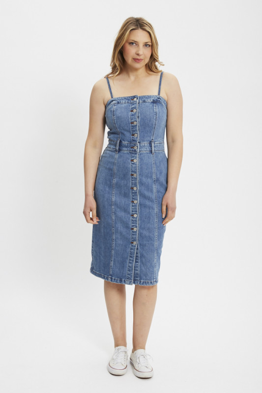 Robe bustier en jean denim indigo