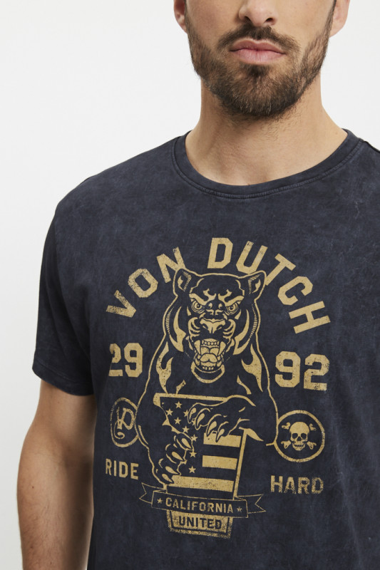 T-shirt anthracite en jersey imprimé Hard Von Dutch