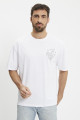 T-shirt couleur craie coeur imprimé en relief