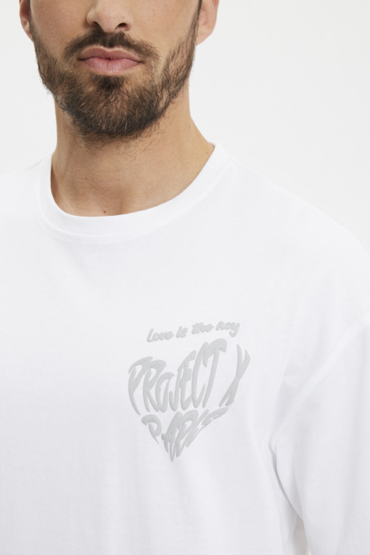 T-shirt couleur craie coeur imprimé en relief Prtoject X Paris
