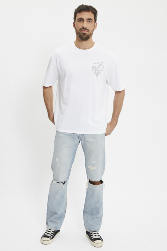 T-shirt couleur craie coeur imprimé en relief Project X Paris