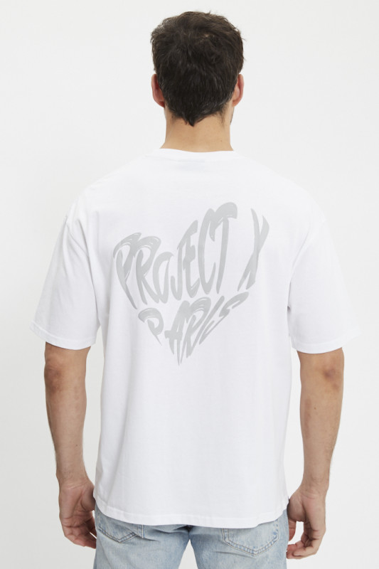 T-shirt couleur craie coeur imprimé en relief