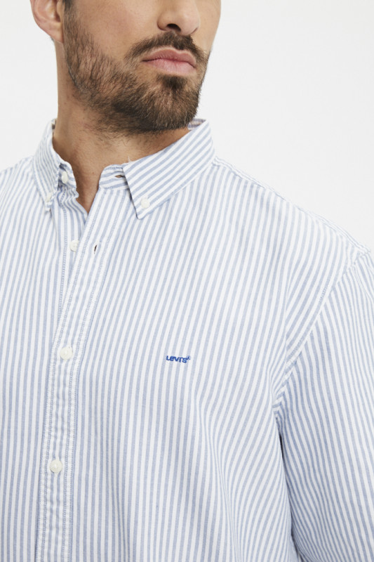  Chemise Authentic à rayures bleues col boutonné levi's