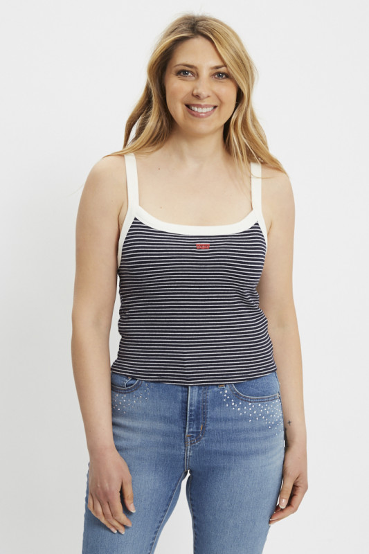 Débardeur Essantial à rayures bleu marine femme