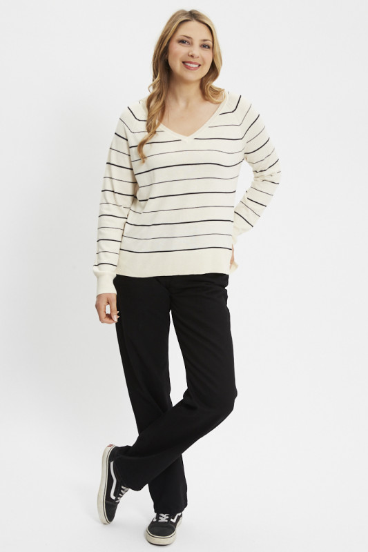 Pull Petal col V beige à rayures Levi's