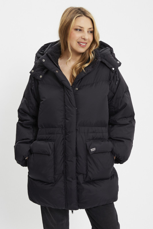 Doudoune mi-longue Westerne Bubble noire femme