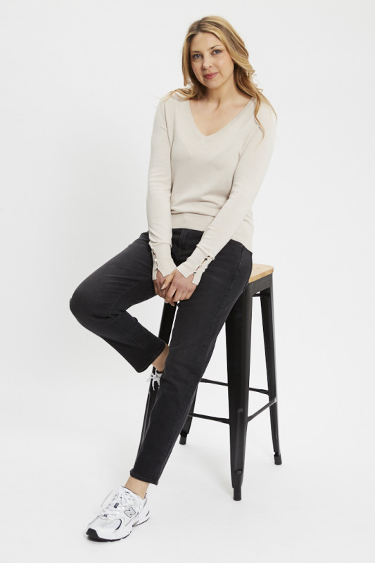 Pull Minna col V beige Only