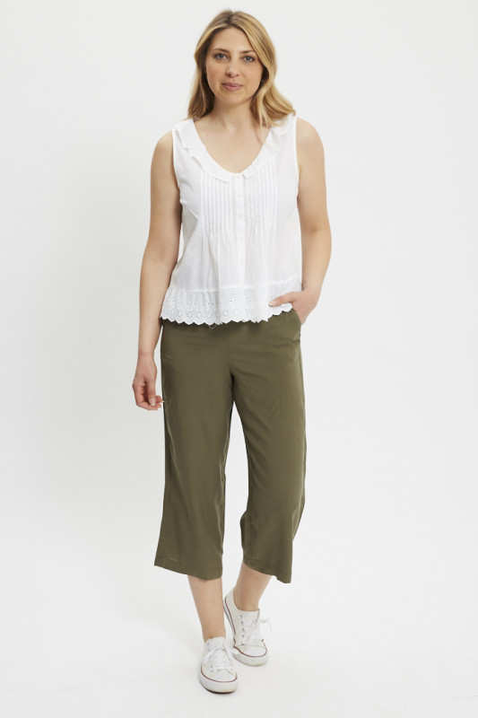 Pantalon court Selina vert kaki femme Only