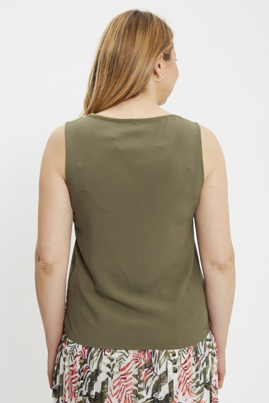 Top Selina sans manches kaki