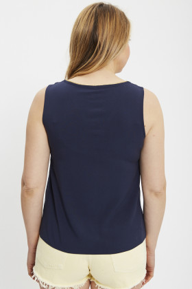 Top Selina sans manches bleu marine