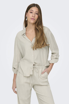 Chemise Caya beige lin mélangé femme