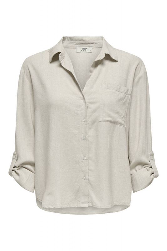Chemise Caya beige lin mélangé femme manches longues