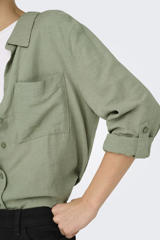 Chemise Caya verte lin mélangé JDY