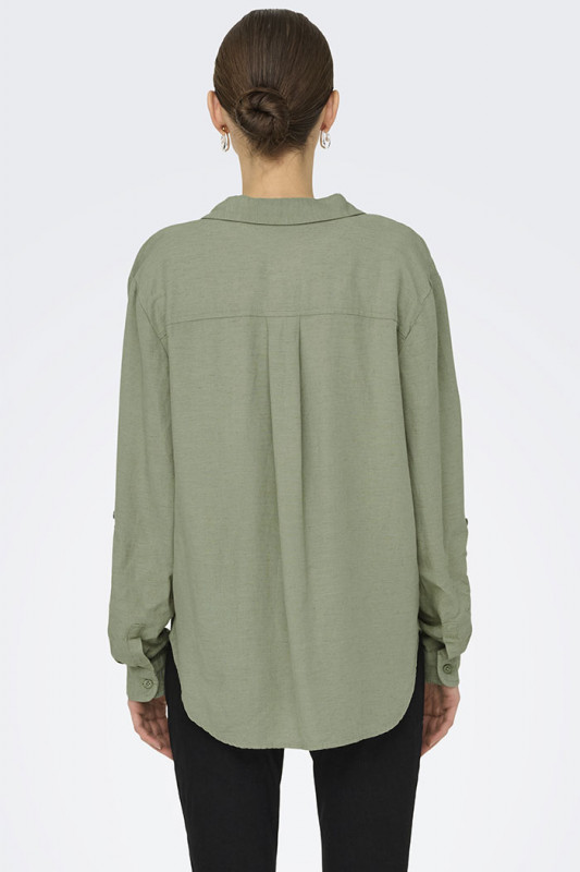 Chemise Caya verte lin mélangé