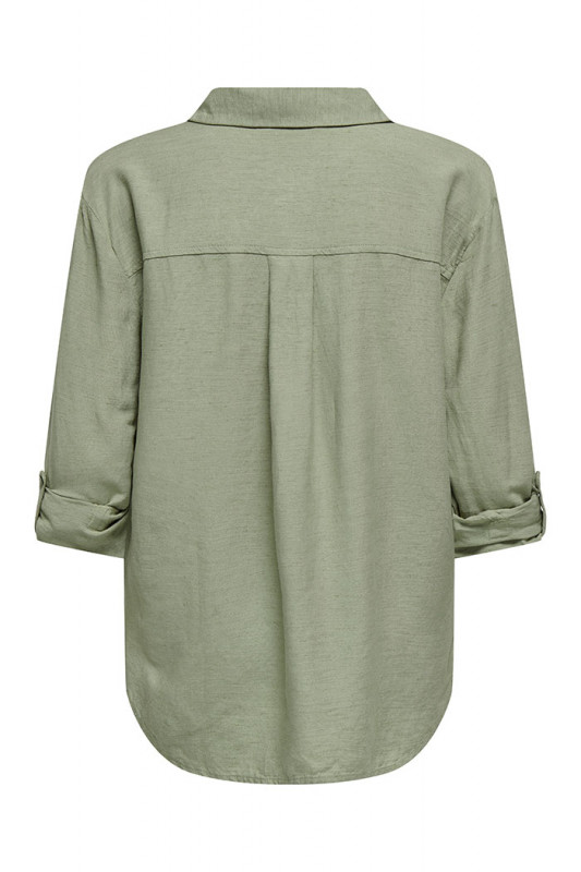 Chemise Caya verte lin mélangé manches longues JDY