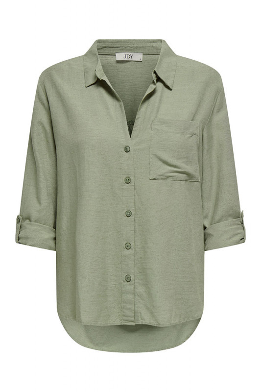 Chemise Caya verte lin mélangé femme manches longues