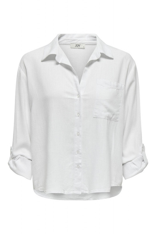 Chemise Caya blanc lin mélangé manches longues JDY