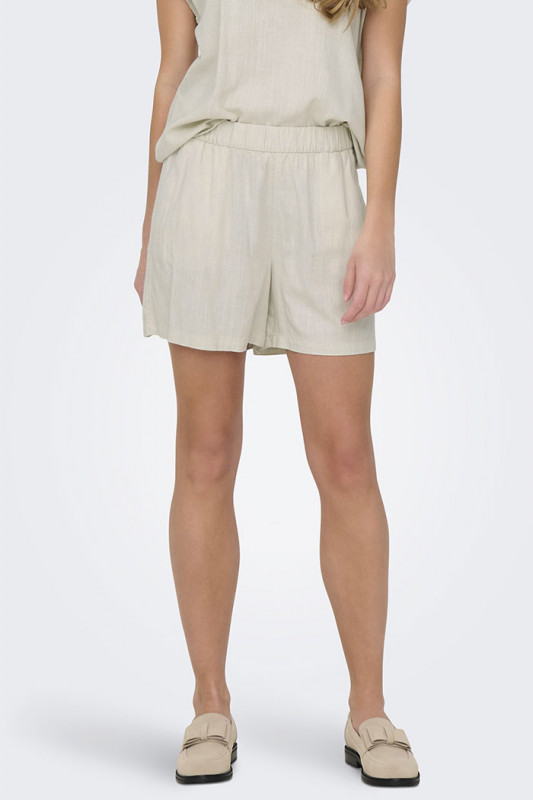 Short Caya beige lin mélangé femme