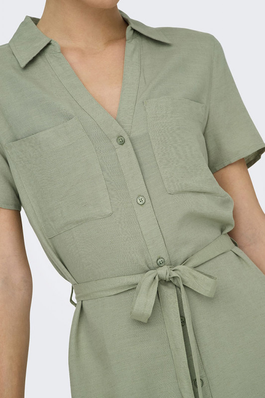 Robe chemise Caya vert-thé lin mélangé JDY femme