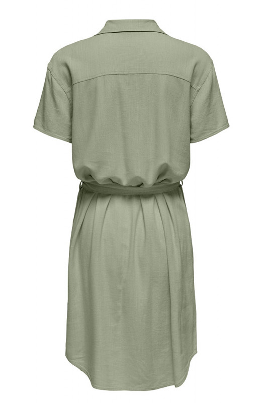 Robe chemise Caya vert-thé lin mélangé JDY manches courtes