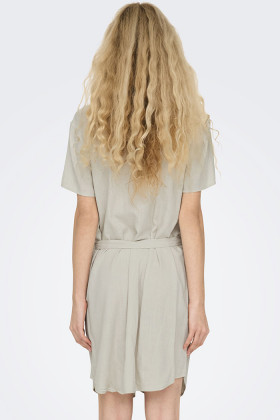 Robe chemise Caya vert-thé lin mélangé