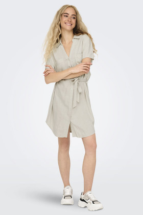 Robe chemise Caya vert-thé lin mélangé femme