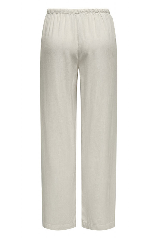 Pantalon Caya beige lin mélangé coupe large