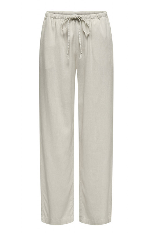 Pantalon Caya beige lin mélangé femme coupe large