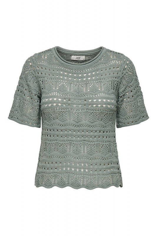 Pull Sun Lay en maille vert manches courtes