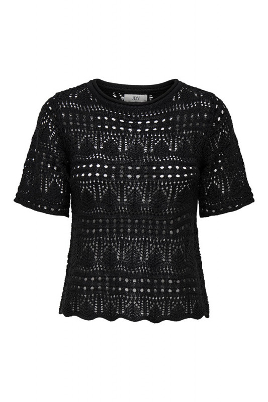 Pull Sun Lay en maille noir manches courtes JDY