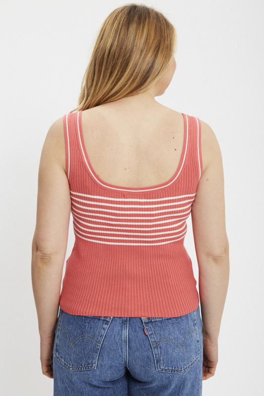 Top Nanna rose à rayures blanches