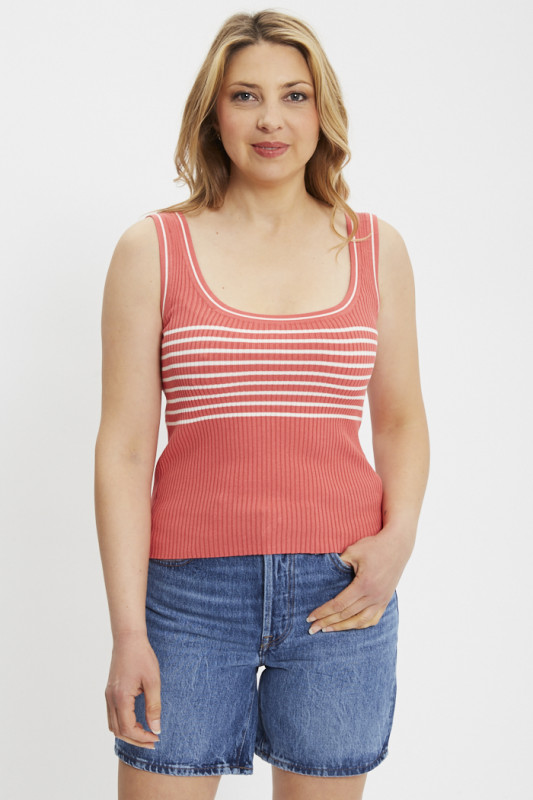 Top Nanna rose à rayures blanches femme