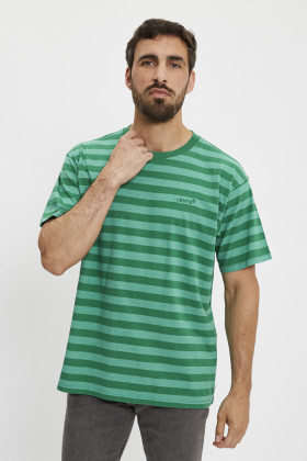 T-shirt Red Tab vert à rayures homme