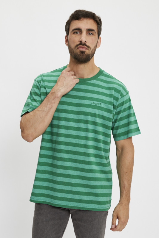 T-shirt Red Tab vert à rayures homme