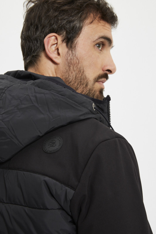 Parka matelassée noire homme coupe standard