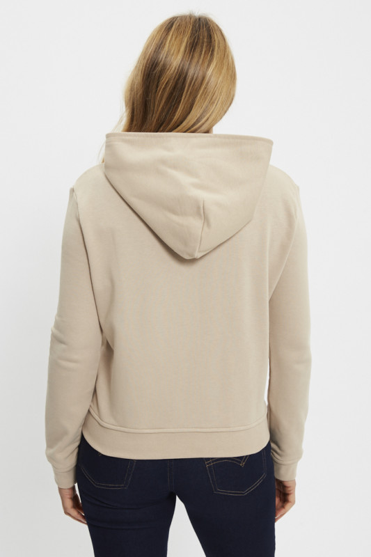 Sweat à capuche zippé beige