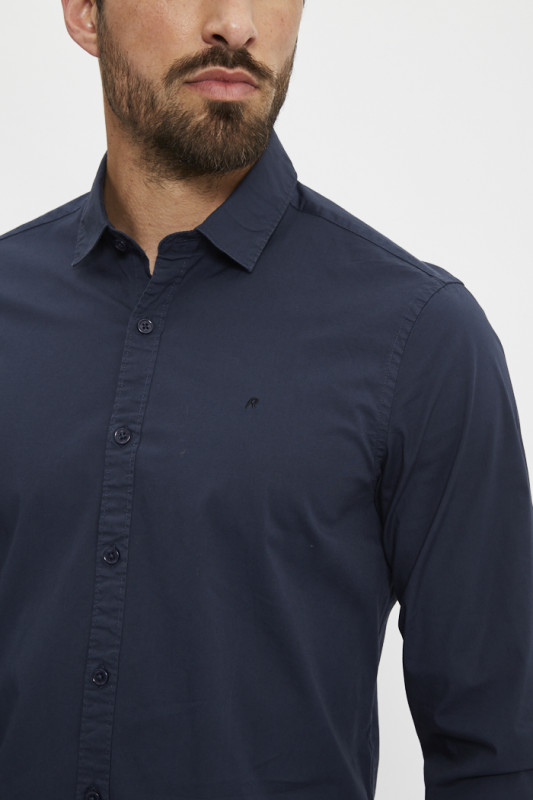 Chemise ajustée bleu marine coton mélangé Replay