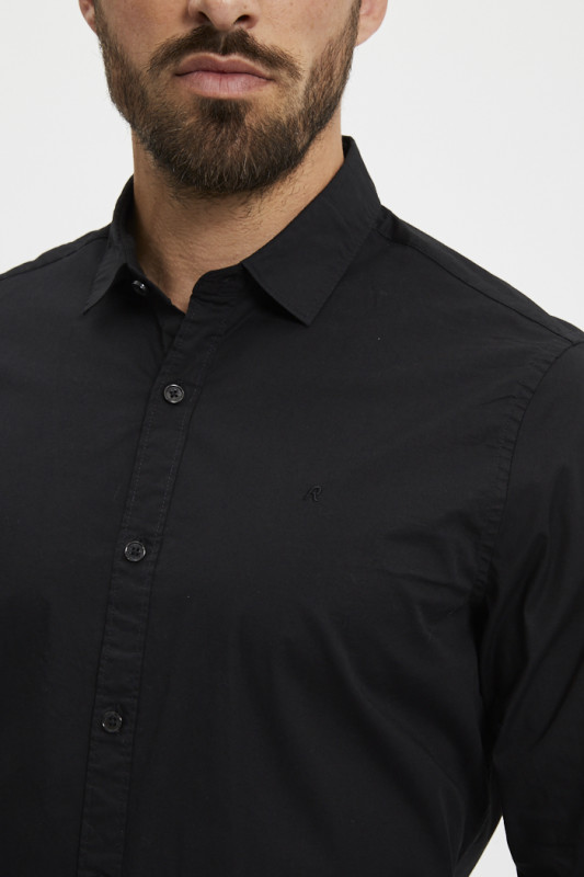 Chemise ajustée noire coton mélangé homme Replay