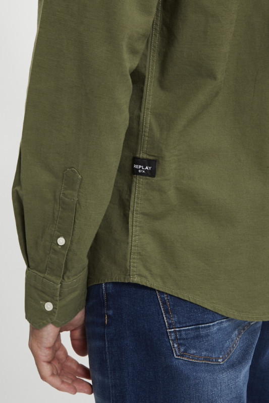 Chemise kaki lin & coton Replay