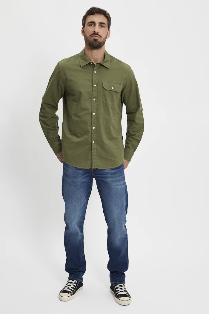 Chemise kaki lin coton homme Replay Destock Jeans