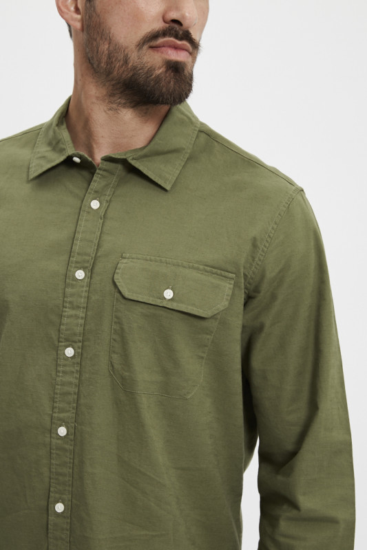 Chemise kaki lin & coton Replay manches longues