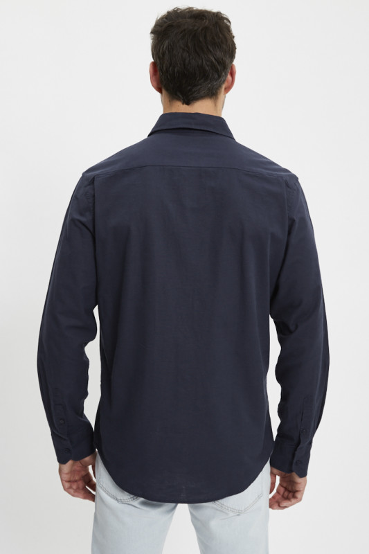 Chemise bleu marine lin & coton