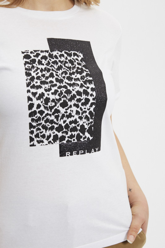 T-shirt Logo graphic blanc Replay
