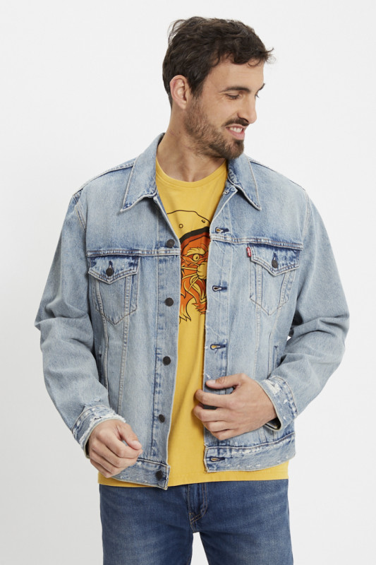 Veste trucker en jeans light indigo homme