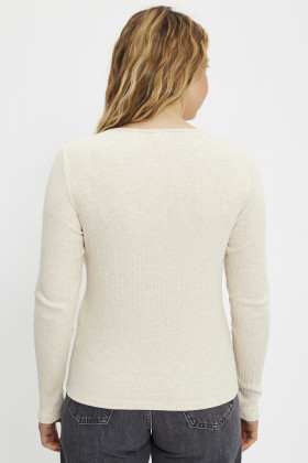 T-shirt Vacationer beige col tunisien