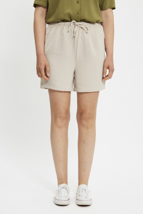 Short Lion taille haute beige