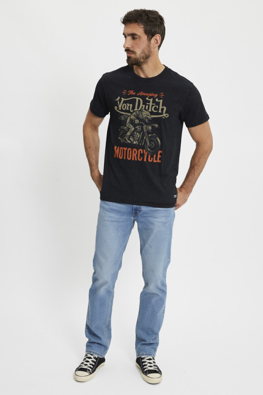 Tee shirt Wolfy en jersey de coton noir homme von dtuch