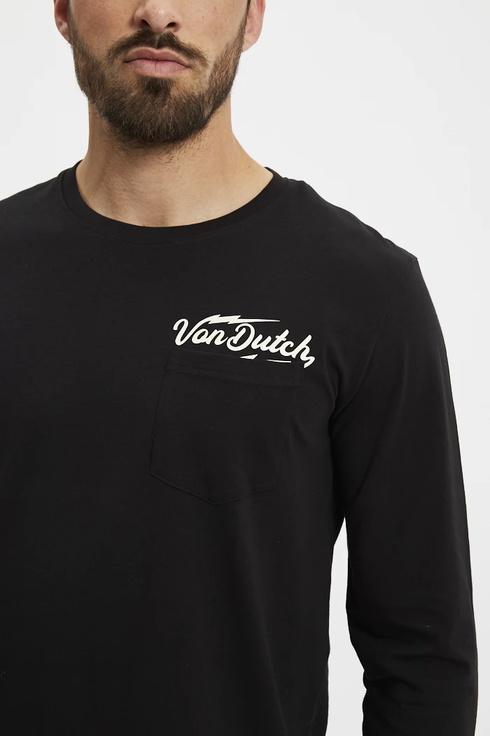 Tee-shirt Homme à Manches Longues DDP – Noir – Taille M – Coupe Classique – Neuf Avec étiquettes