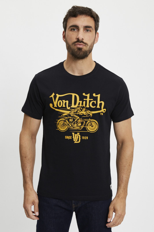 T-shirt regular Biker noir homme